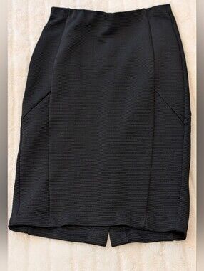 Bar III Black Ribbed Ponte Pencil Skirt